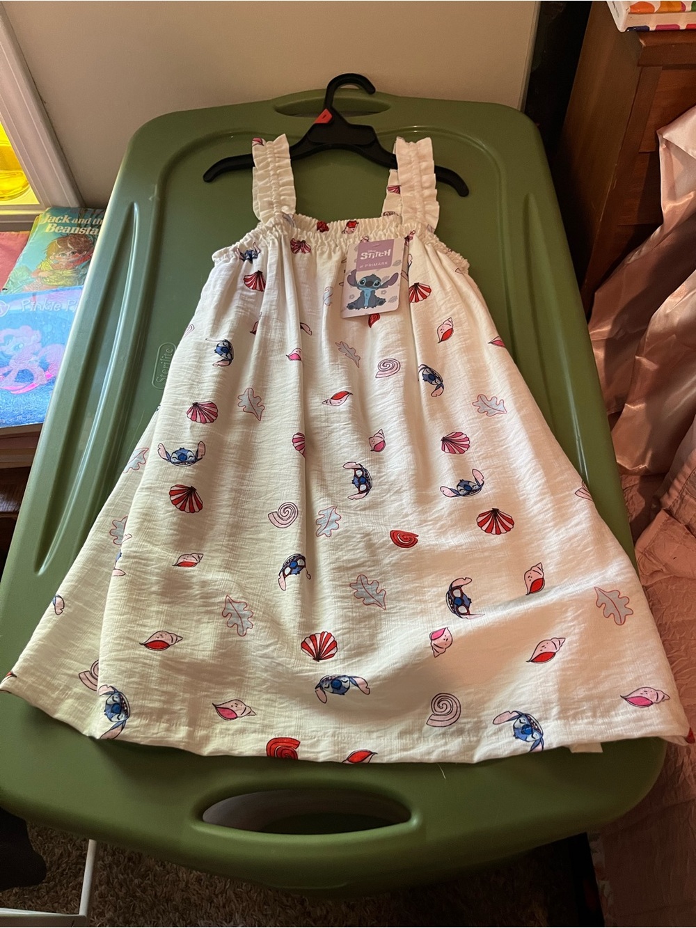 Primark White Sleeveless Kids Dress with Seashell & Character Print